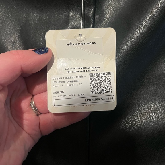 NWT Fabletics Women's High-Waisted Black Vegan Leather Leggings Size Large - Picture 4 of 9